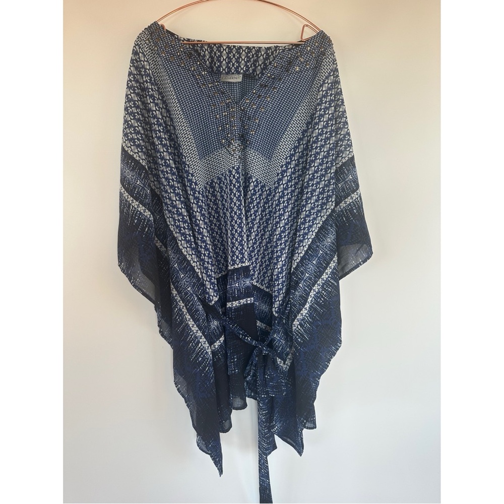 Catherine’s Added Dimensions Blouse Top One Size Belted Handkerchief Top